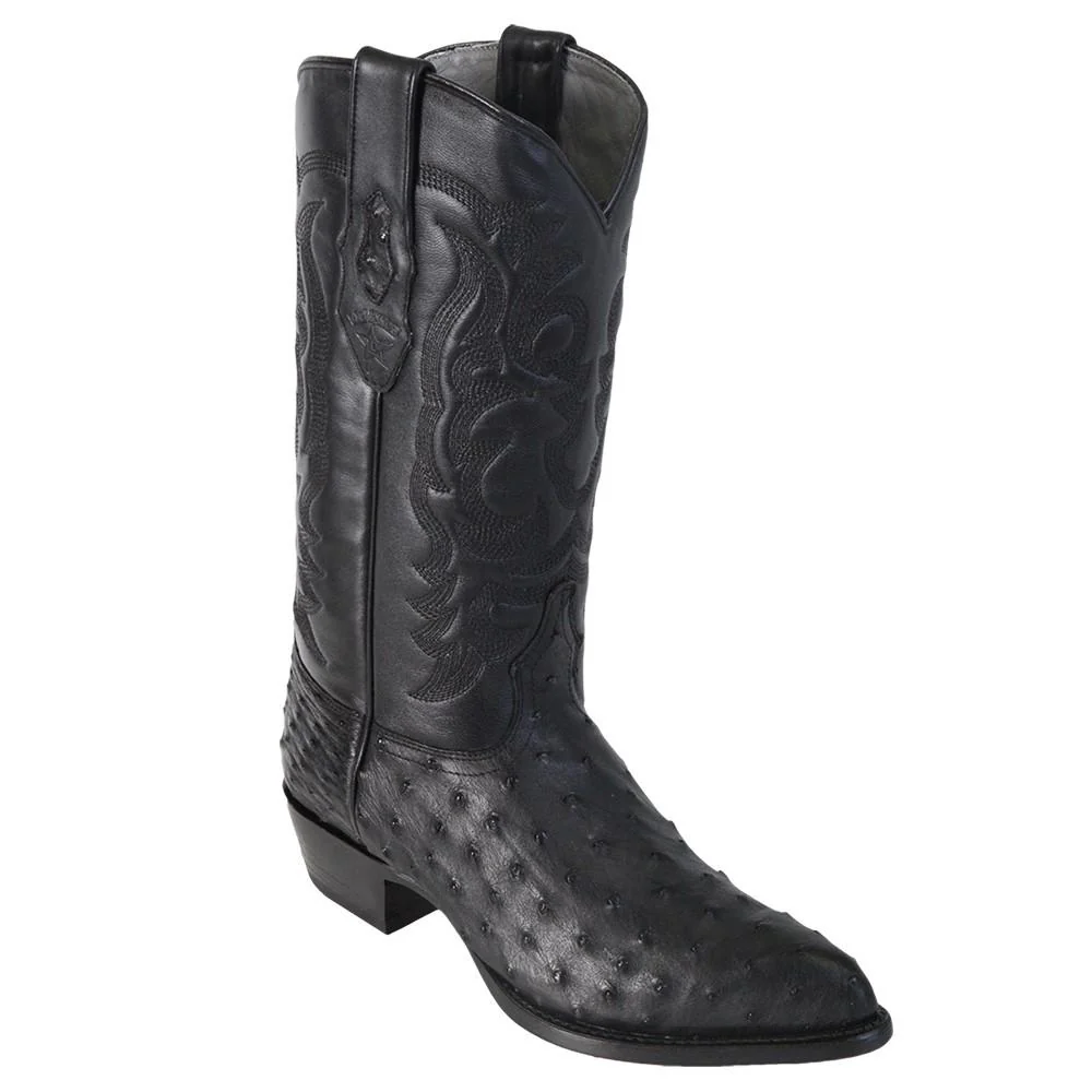 Los Altos J-Toe Ostrich Black Cowboy Boots 990305