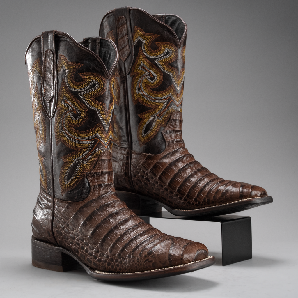 Men's Caiman Square Toe Cowboy Boots and Belt Combo