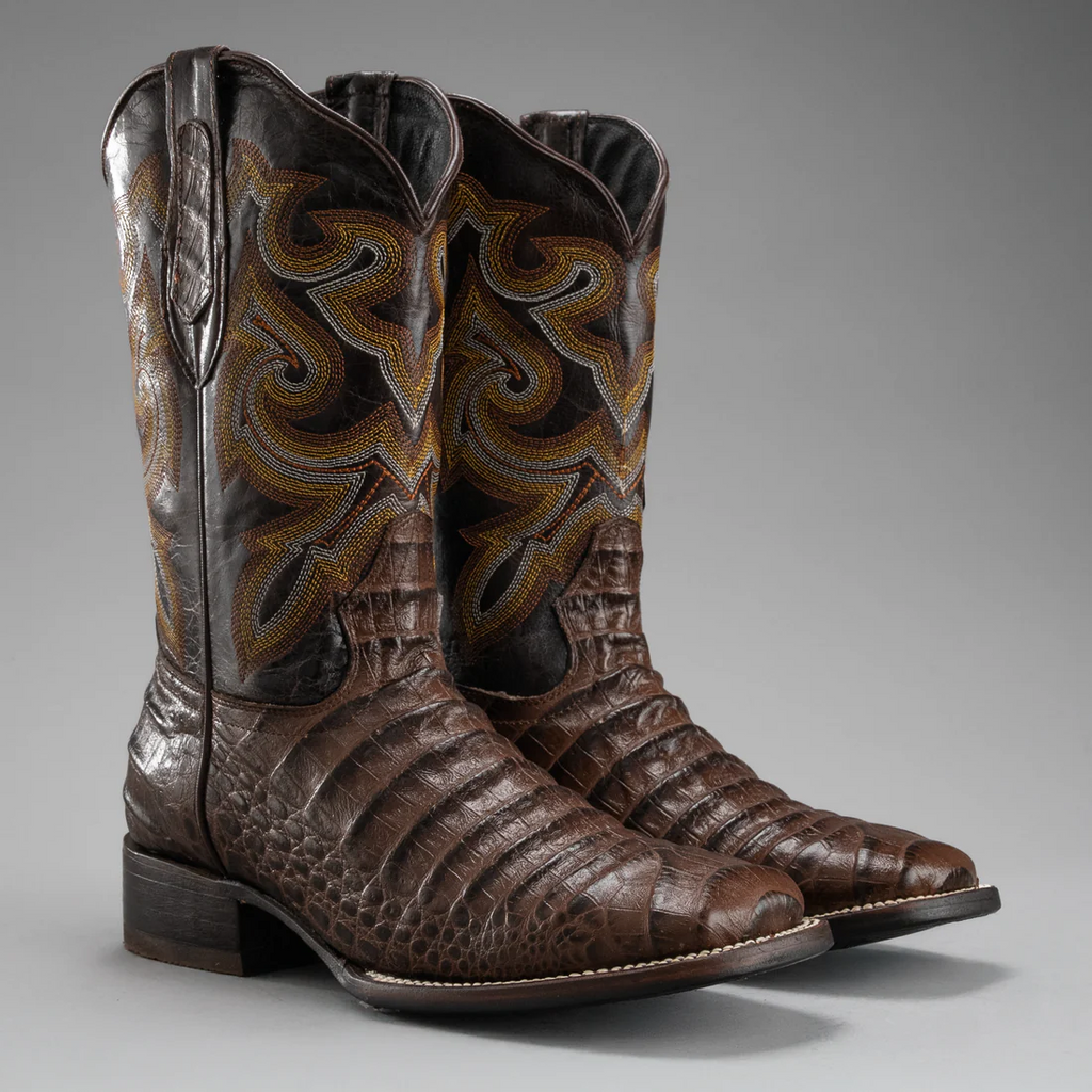 Men's Caiman Square Toe Cowboy Boots and Belt Combo