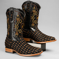 Men's Braided Leather and Hair Tribute Square Toe Boot