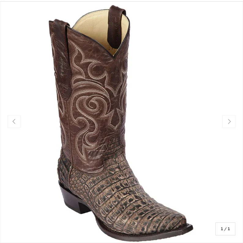 Los Altos Men's Brown Caiman Belly Snip Toe Western Boot 948235