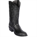 Los Altos Mens Round Toe Caiman Hornback Black Cherry Cowboy Boot 650205