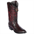 Los Altos Lizard Teju R-Toe Black Cherry Cowboy Boots 650718