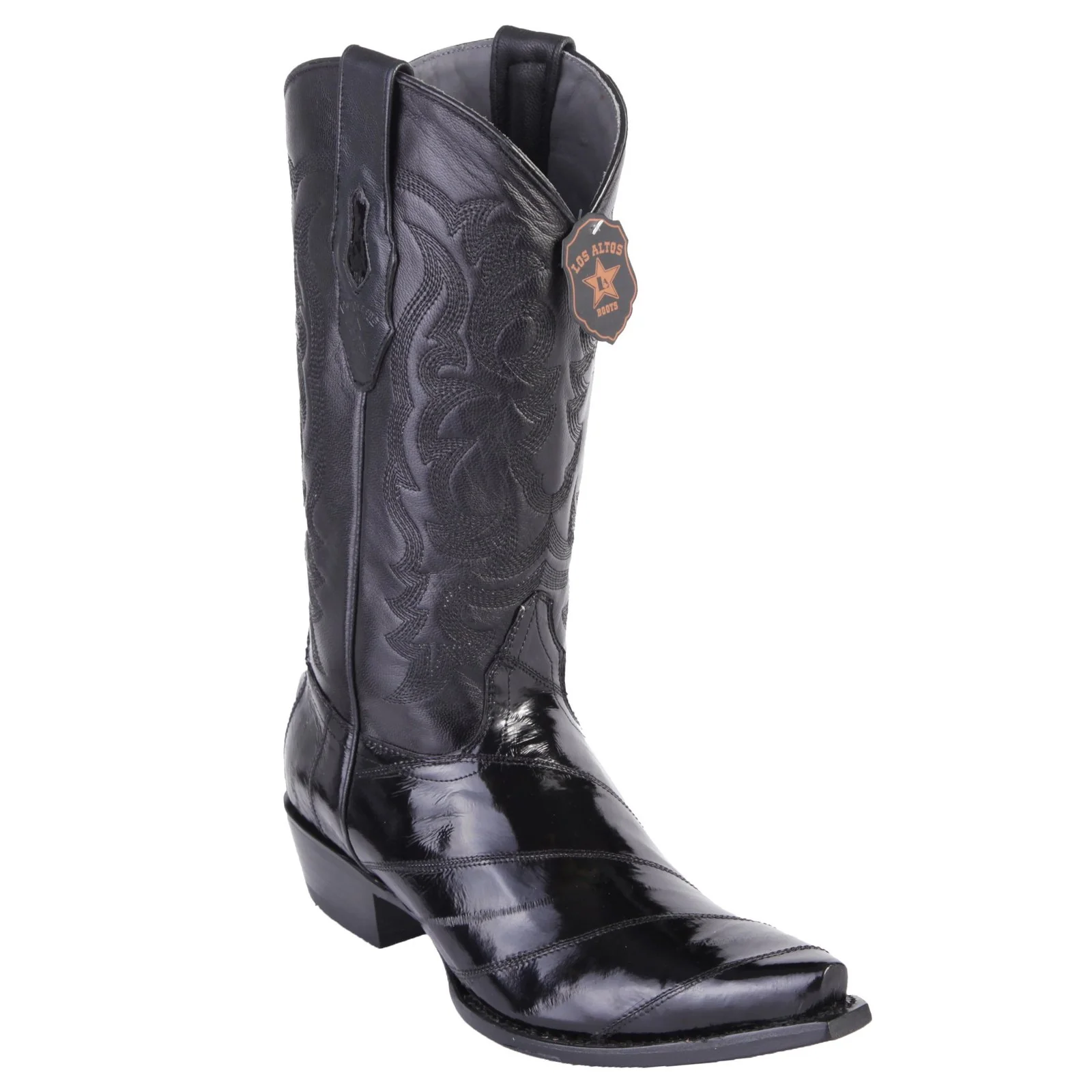 Los Altos Men's Eel Black Snip Toe Western Boots 940805