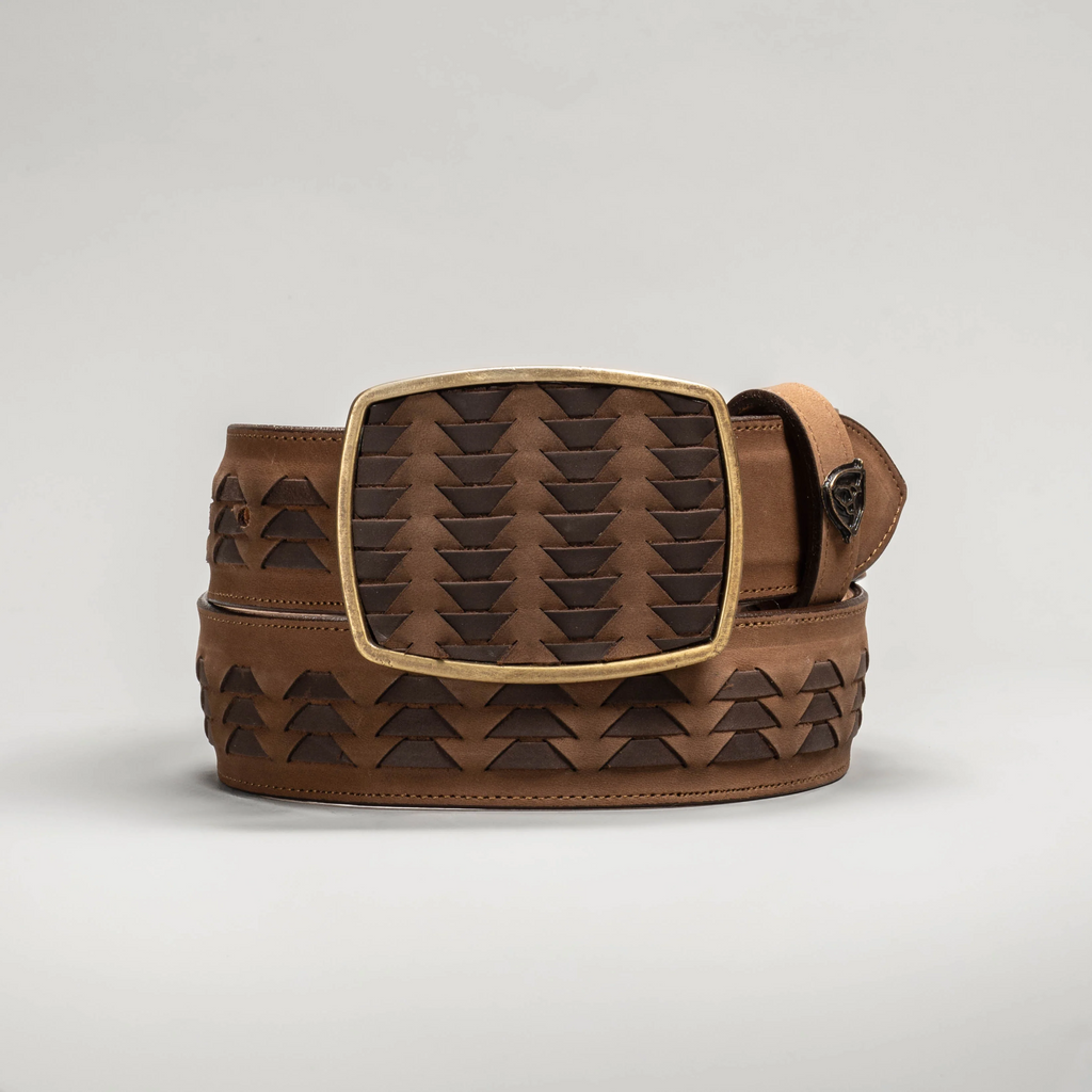 Men's Braided Square Toe Cowboy Boots and Belt Combo