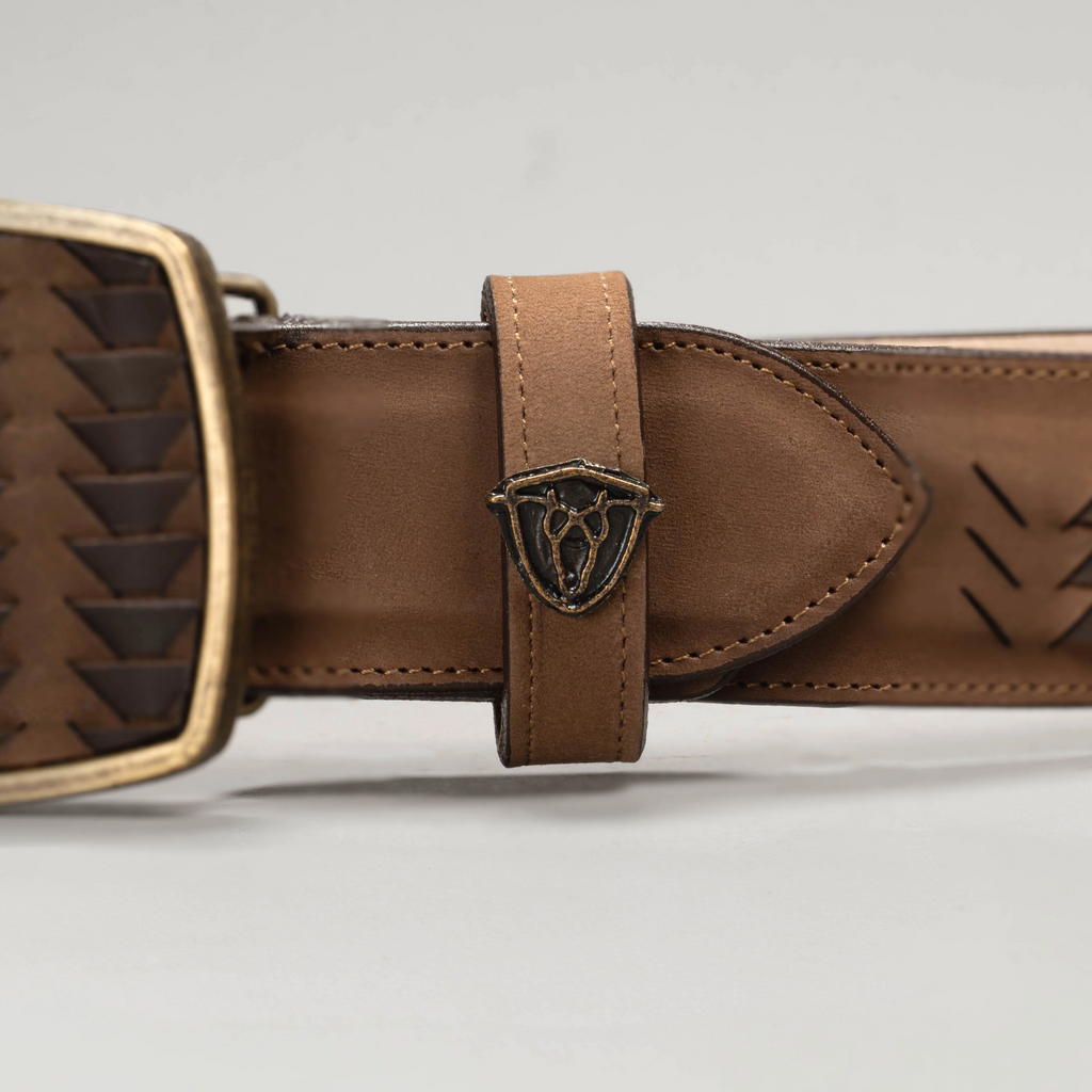 Men's Braided Square Toe Cowboy Boots and Belt Combo