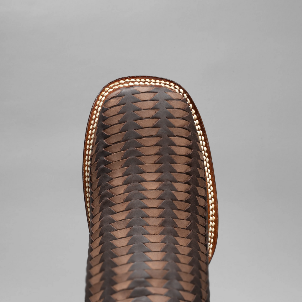 Men's Braided Square Toe Cowboy Boots and Belt Combo