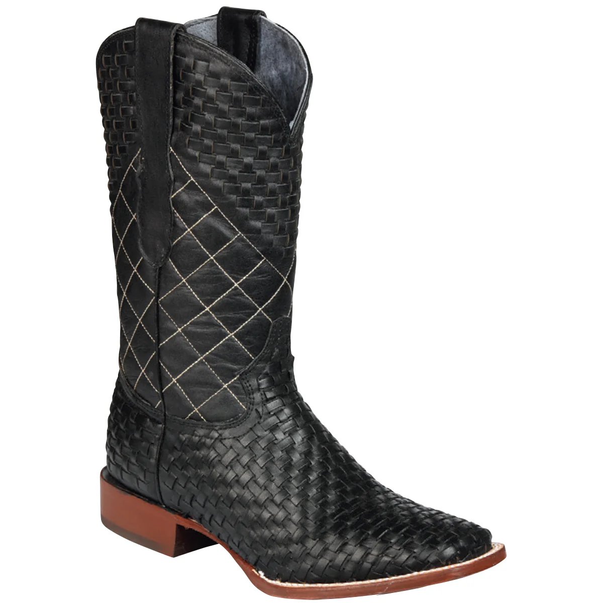 Black Petatillo Square Toe Cowboy Boot
