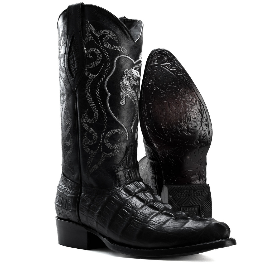 Men's Caiman J Toe Cowboy Boots and Belt Combo
