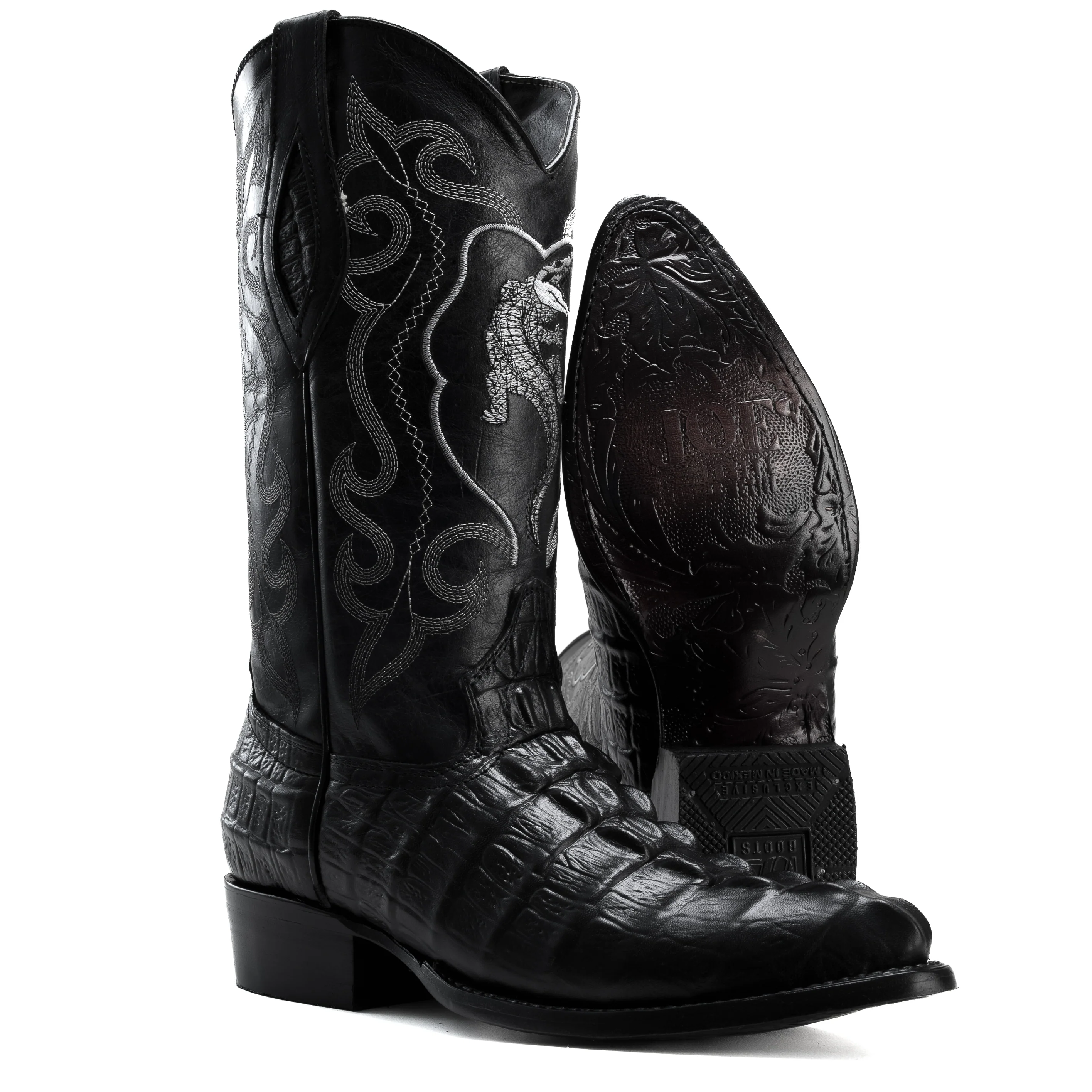 Men's Caiman J Toe Cowboy Boots and Belt Combo