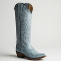 Women's Vintage Blue Jean Knee High Boots Snip Toe