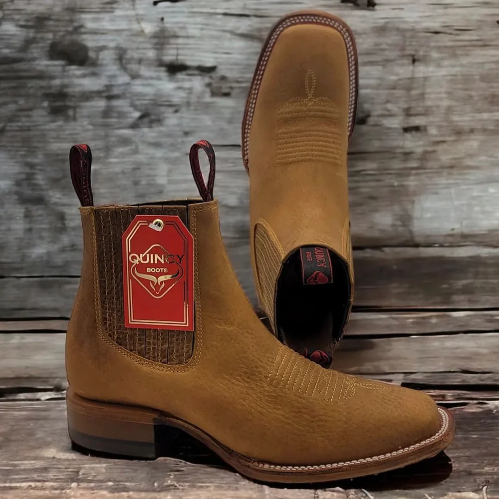 Tan Ankle Boots Square Toe