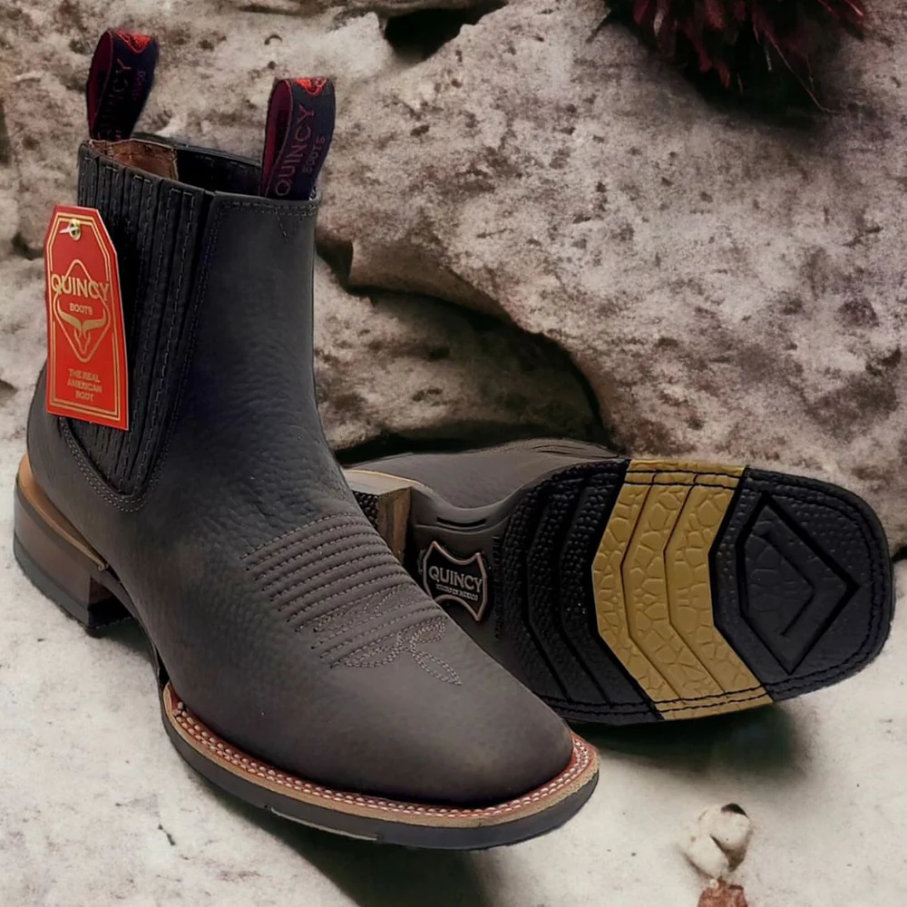 Mens Brown Ankle Boots Square Toe