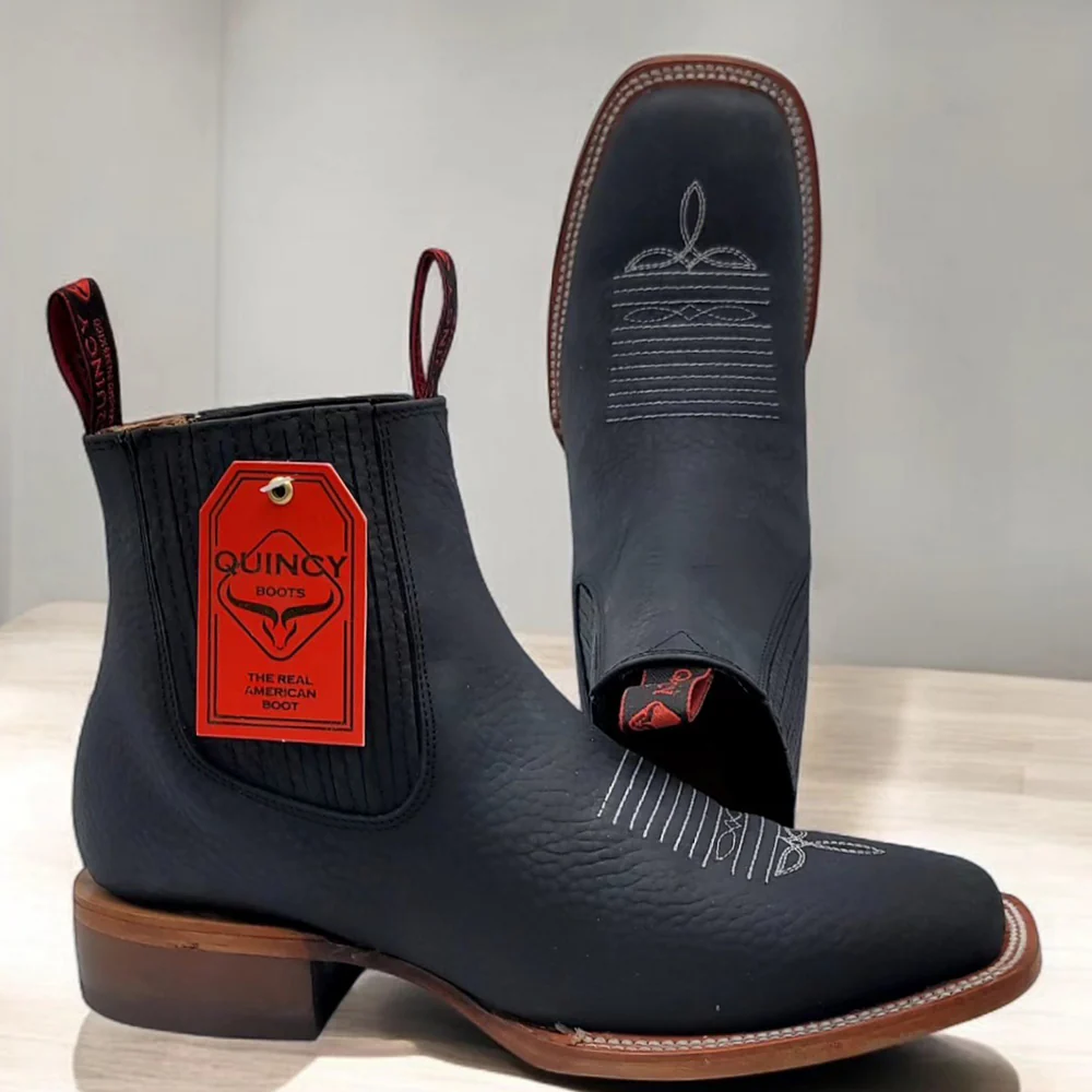 Black Ankle Boots Square Toe