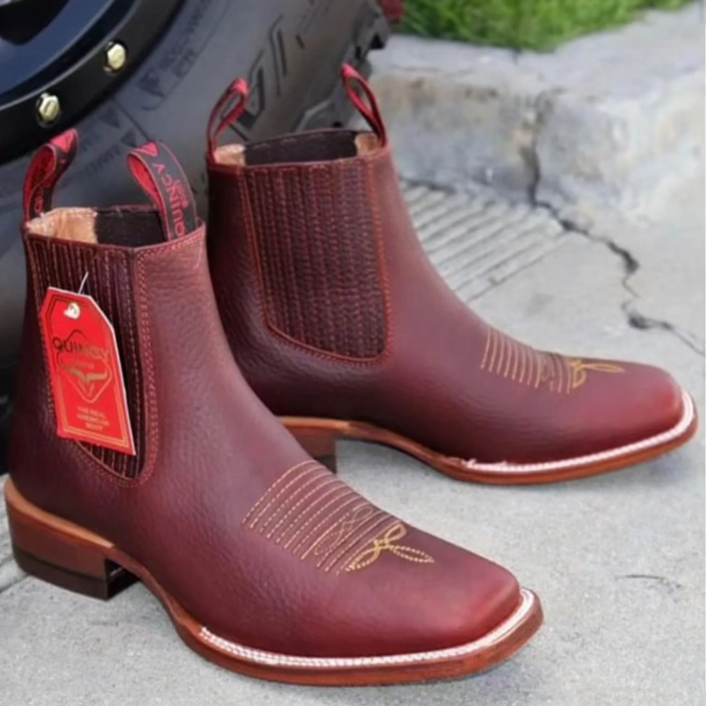 Quincy Men's Shedron Brown Ankle Boots Square Toe