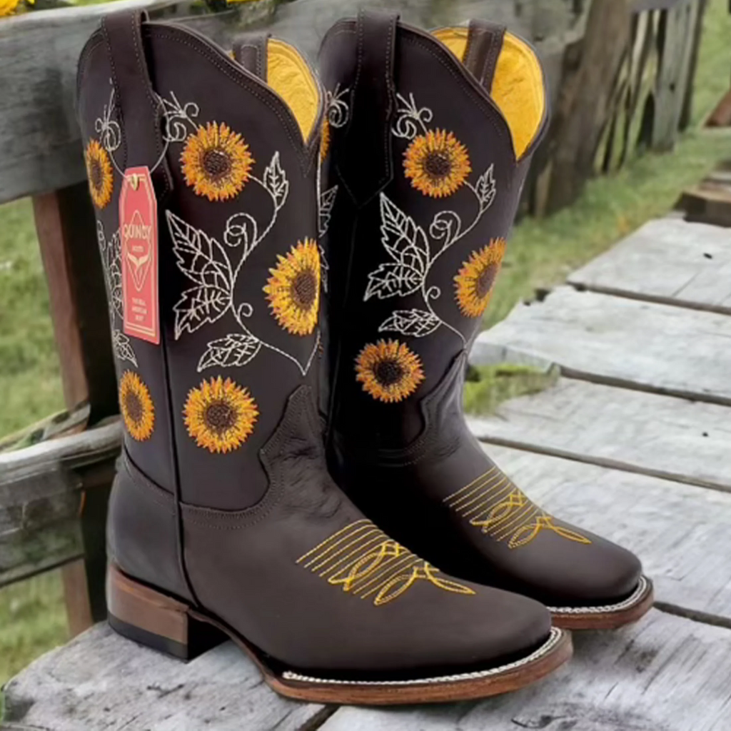 Women's Sunflower Cowboy Boots Square Toe