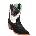 Women's Suede & Cowhide Booties Snip Toe