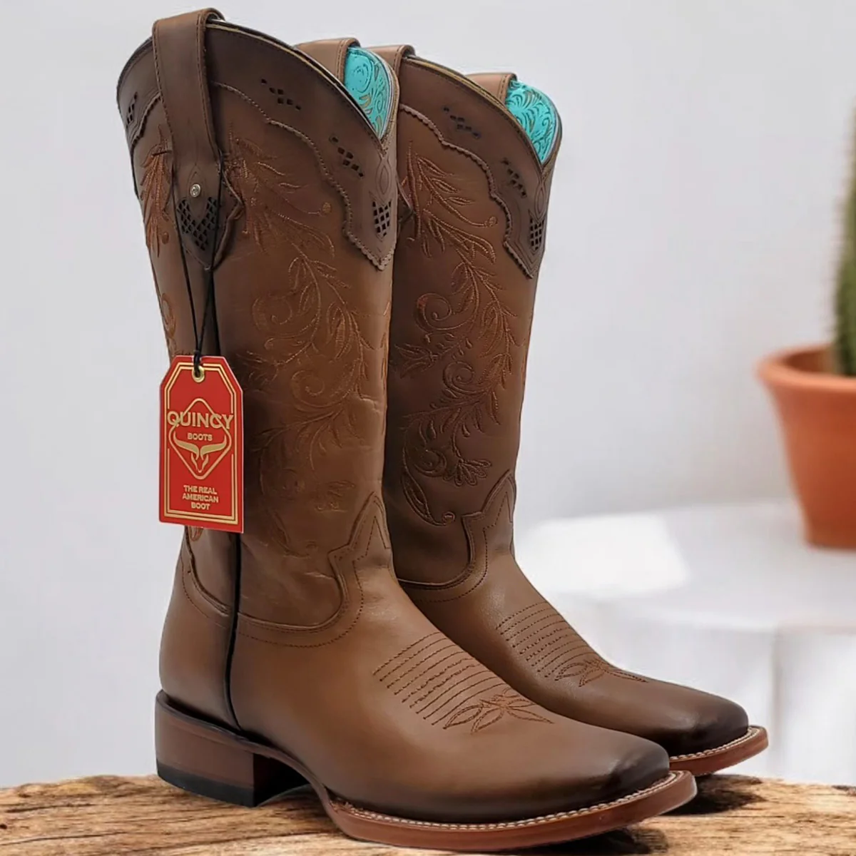 Honey Brown Cowgirl Boots Square Toe