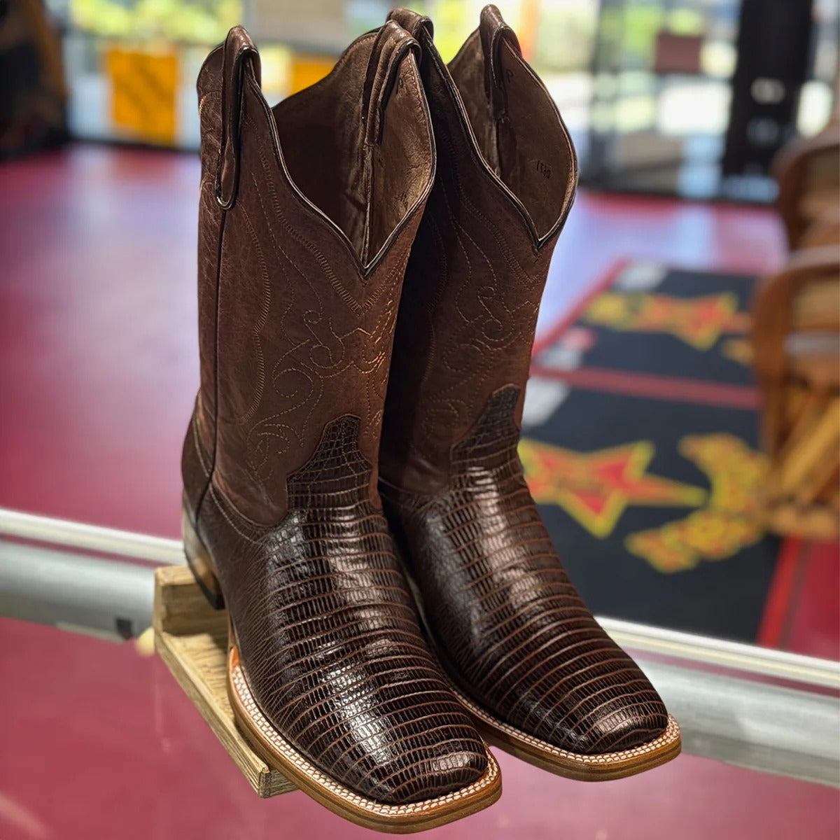 Brown Lizard Print Boots