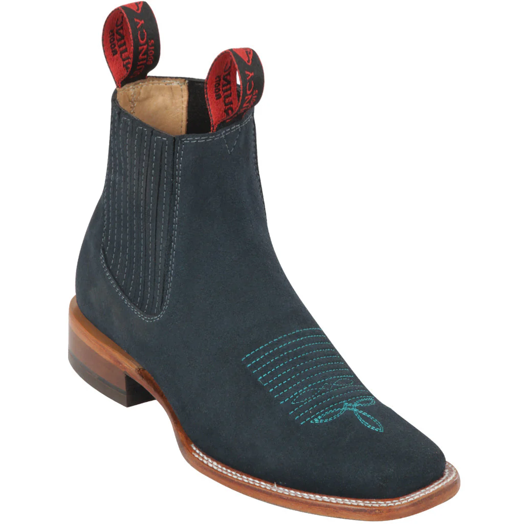 Blue Booties Square Toe