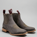 Grey Short Cowboy Boots Square Toe