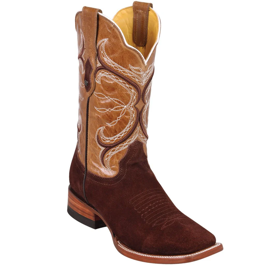 Brown Suede Boots Square Toe